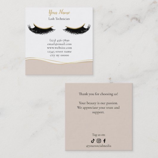 Luxury Lash Technician Thank you Card Treuekarte (Vorne/Hinten)