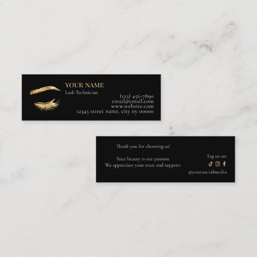 Luxury Lash Technician Thank you Card Treuekarte (Vorne/Hinten)