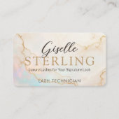 Luxury Lash Techniker Pearl Opal Gold Script Visitenkarte (Vorderseite)