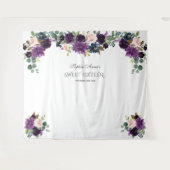 Luxury Lavender Pink Blue Floral Sweet 16 Prop Wandteppich (Vorderseite (Horizontal))