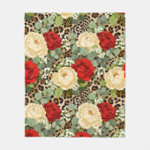 Luxury Leopard & Red Rose Pattern  Fleecedecke (Vorderseite)