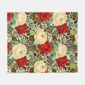 Luxury Leopard & Red Rose Pattern  Fleecedecke (Vorderseite (Horizontal))