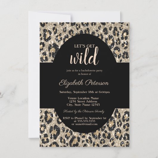 Luxury Let's Get Wild Glitzer Leopard Print Einladung (Vorderseite)