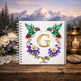 Luxury Letter G Wedding Hummingbird Monogram Gift Notizblock