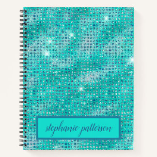 Luxury Light Blue Shimmering Sequins Individuelle  Notizblock