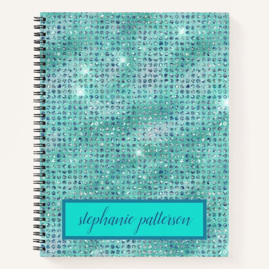 Luxury Light Blue Shimmering Sequins Individuelle Notizblock (Vorderseite)