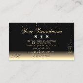 Luxury Light Gold Black Sparkling Jewels Monogram Visitenkarte (Rückseite)