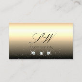 Luxury Light Gold Black Sparkling Jewels Monogram Visitenkarte (Vorderseite)