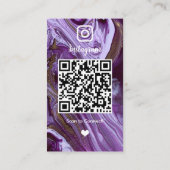 LUXURY Lila & Black Instagram Marble Agate QR Visitenkarte (Rückseite)