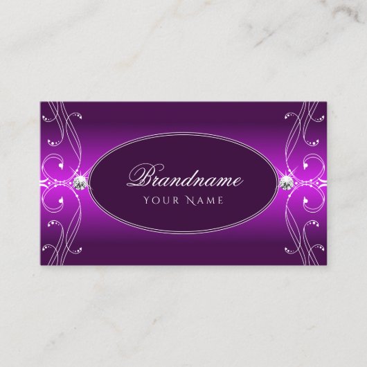 Luxury Lila Ombre Verziert Sparkle Jewels Stilvoll Visitenkarte (Vorderseite)