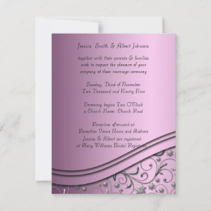 Luxury Lilac Damask Wirbel Hochzeit Einladung