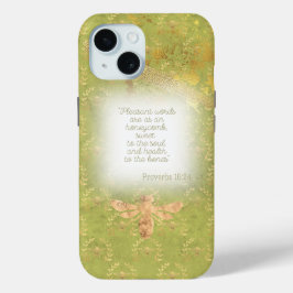 Luxury Lime Green Gold Bee Wreath Grid Scripture Case-Mate iPhone Hülle