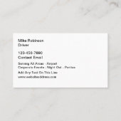 Luxury Limo Taxi Transportfahrer Visitenkarte (Rückseite)