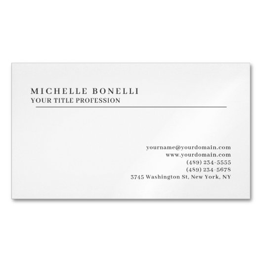 Luxury Linen Classical Plain Professional Magnetische Visitenkarte (Vorderseite)