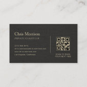 Luxury Linen Transport Car QR Code Black & Gold Visitenkarte (Rückseite)