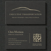 Luxury Linen Transport Car QR Code Black & Gold Visitenkarte
