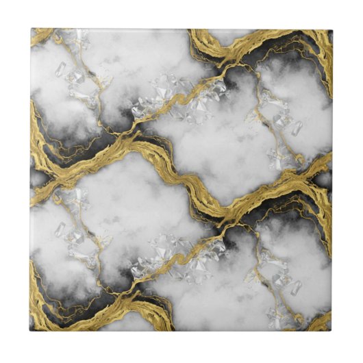 Luxury Liquid Gold White Marble Elegant Fliese (Vorderseite)