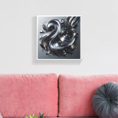 Luxury Liquid Silver Wave - 3D Metallic Fluid Abst Leinwanddruck (Insitu (Wohnzimmer))