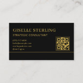 Luxury Logo Black Gold QR Code Visitenkarte (Rückseite)