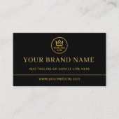 Luxury Logo Black Gold QR Code Visitenkarte (Vorderseite)