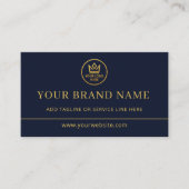 Luxury Logo Blue Gold QR Code Visitenkarte (Vorderseite)