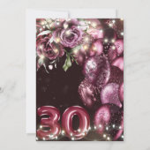 Luxury Magenta Wine Adult 30. Geburtstag Einladung (Rückseite)