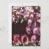 Luxury Magenta Wine Adult 50. Geburtstag Einladung (Rückseite)