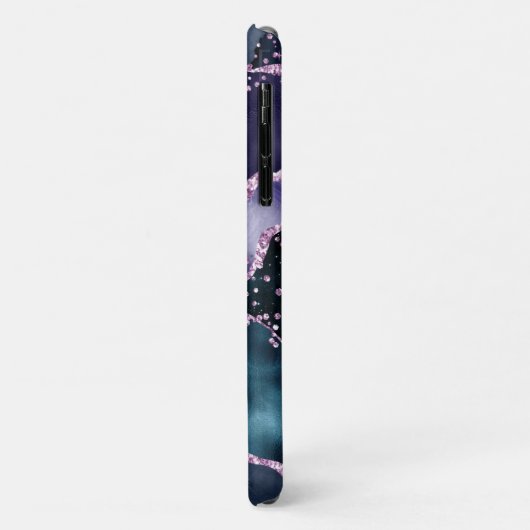 Luxury Marble Agate Lila Glitzer Monogram Case-Mate iPhone Hülle (Hinten/Links)