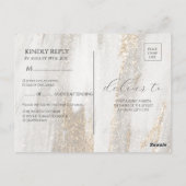 Luxury Marble Gold Glitter Wedding RSVP Postkarte (Rückseite)
