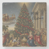 Luxury Marble Nativity Christmas Tree Coaster Steinuntersetzer (Vorderseite)