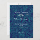 Luxury Marbled Silver Blue Wedding Einladung (Vorderseite)