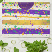 Luxury Mardi Gras Vibrant Purple Gold Green Stripe Geschirrtuch (Gefaltet)