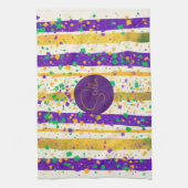 Luxury Mardi Gras Vibrant Purple Gold Green Stripe Geschirrtuch (Vertikal)