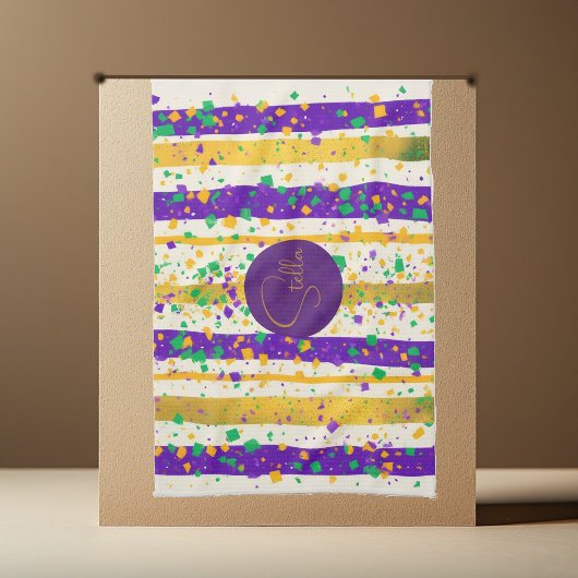 Luxury Mardi Gras Vibrant Purple Gold Green Stripe Geschirrtuch
