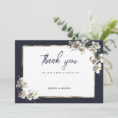 Luxury Marineblau blaue goldfarbene Orchidee Viele Einladung (Stehend Vorderseite)