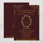 Luxury Maroon Gold Wedding Invitation | Einladung (Vorne/Hinten)