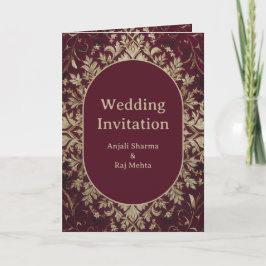Luxury Maroon und Silver Hindu Indian Wedding Einladung
