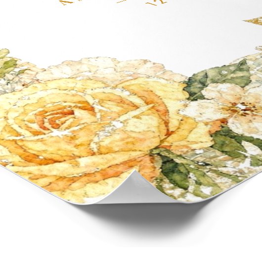 Luxury Mediterranean Lemons & Flowers Wedding Poster (Ecke)