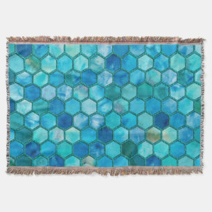 Luxury Metal Foil Glitzer Aqua Blue Honeycomb Decke