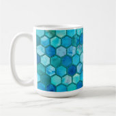 Luxury Metal Foil Glitzer Aqua Blue Honeycomb Kaffeetasse (Links)