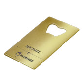 Luxury Metallic Gold Trauzeugen Hochzeit Geldbeutel Flaschenöffner (Vorderseite Schrägansicht)