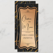 Luxury Metallic | Schwarzer Goldmarmor Einladung (Vorne/Hinten)