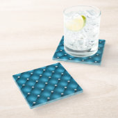Luxury Mid Blue Diamond gepolstertes Muster Glasuntersetzer (Schrägansicht)