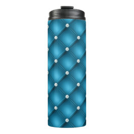 Luxury Mid Blue Diamond gepolstertes Muster Thermosbecher