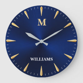 Luxury Midnight Blue Modern Minimalist Blue & Gold Große Wanduhr