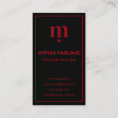 Luxury minimal initial black and red visitenkarte (Rückseite)