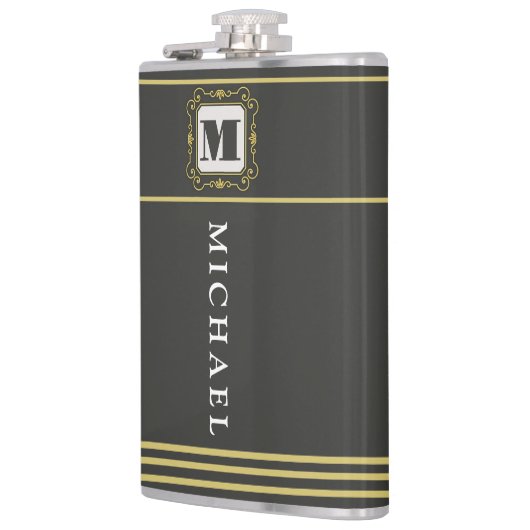 Luxury minimal Modern monogram Flachmann (Links)