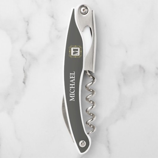 Luxury minimal Modern monogram Kellnermesser (Rückseite)