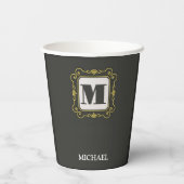Luxury minimal Modern monogram Pappbecher (Rückseite)