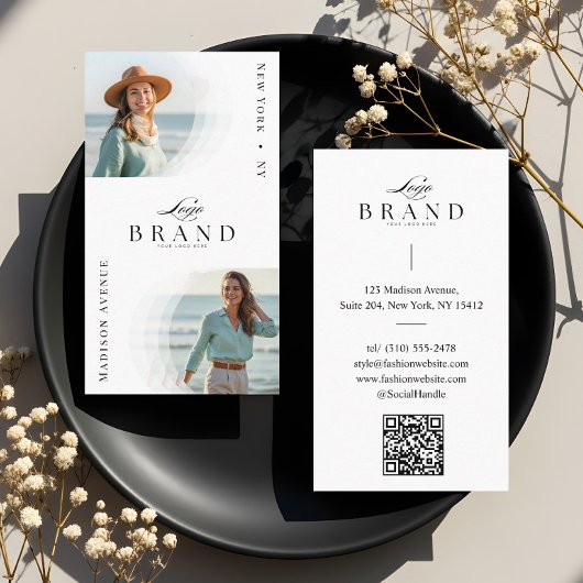Luxury Minimal Modern Professional 2 Photo Logo Visitenkarte